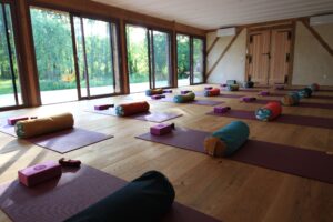 Salle de yoga avec vue